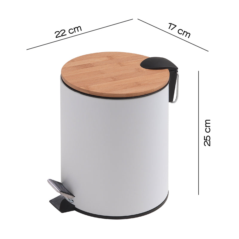 Porta rifiuti 3 litri modello Kenta in bambu'/bianco by CeramicStore | Lo specialista del tuo bagno