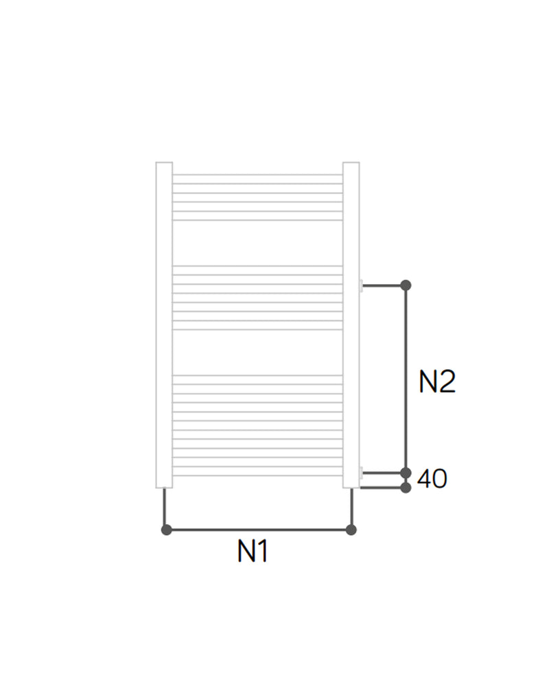 Termoarredo idraulico modello Bolzano Reno 1600x500 dritto con attacchi laterali 40/500 - Bianco