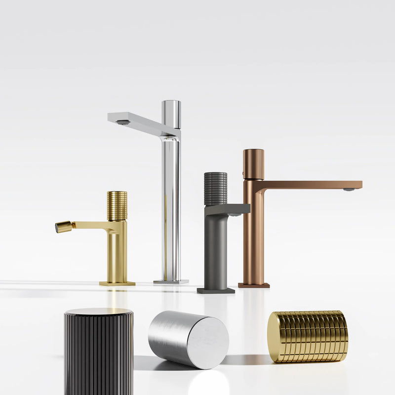 Miscelatore doccia esterno RubiFlux Sculpt con leva incisa - Cromo lucido