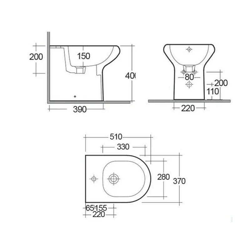 Sanitari filo muro moderni Rak Compact wc + bidet + sedile normal close in ceramica bianco lucido