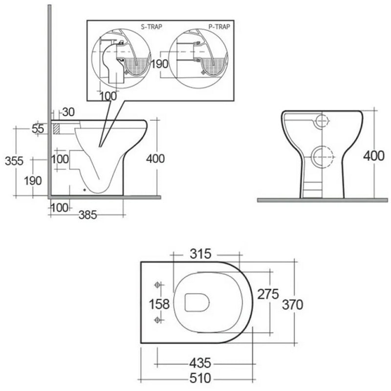 Sanitari filo muro moderni Rak Compact wc + bidet + sedile normal close in ceramica bianco lucido