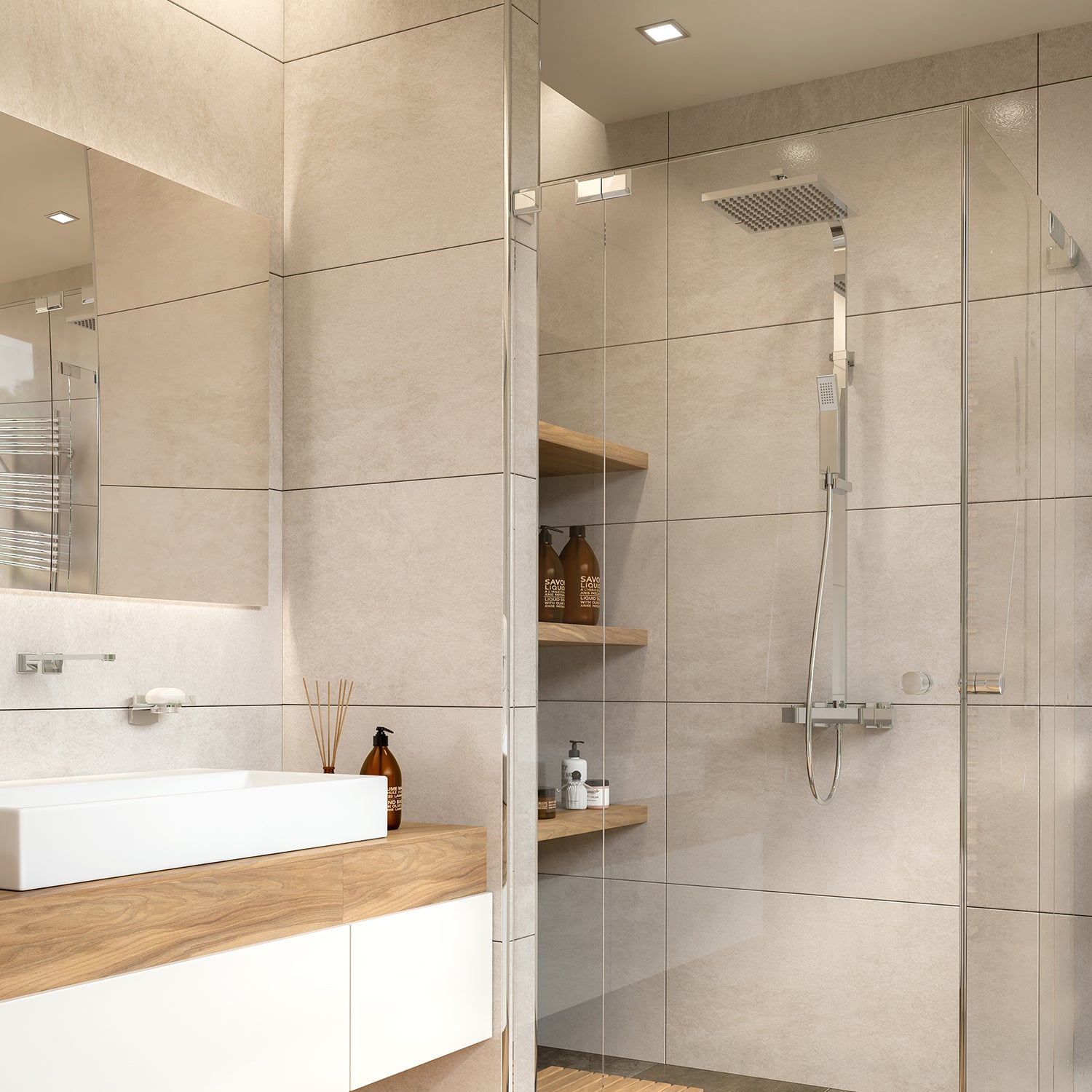 Colonna doccia estensibile con soffione quadrato e doccetta modello Star Mix 01 di Gedy - Cromato by CeramicStore | Lo specialista del tuo bagno
