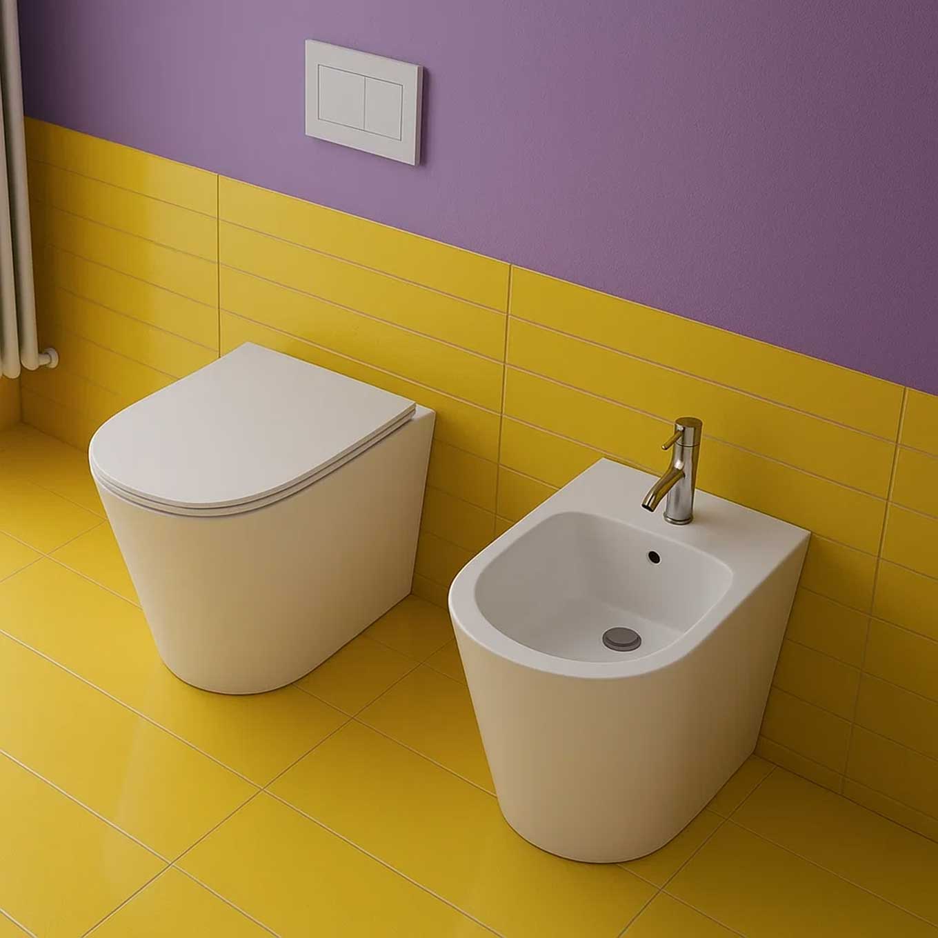 Wall-hung rimless toilet with soft close toilet seat BathCore Cuore series L 37 x D 52 x H 41 cm Glossy white