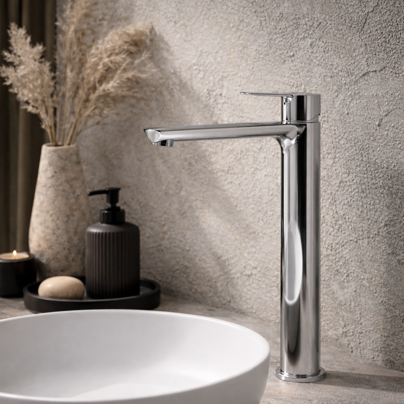 Miscelatore monocomando lavabo alto RubiFlux serie Zea - Cromo