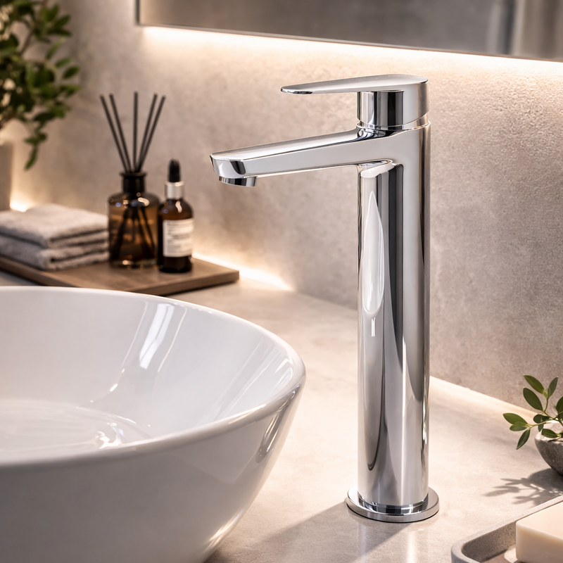 Miscelatore lavabo alto monocomando cromato RubiFlux Ampra