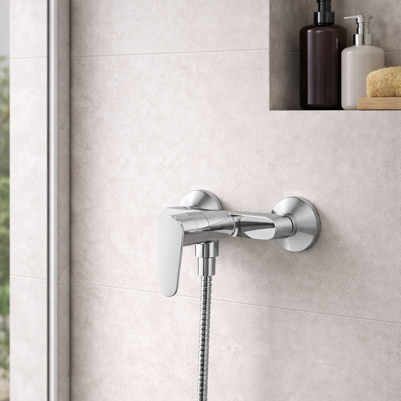 Mezclador monomando externo para ducha RubiFlux serie Ampra - Cromo