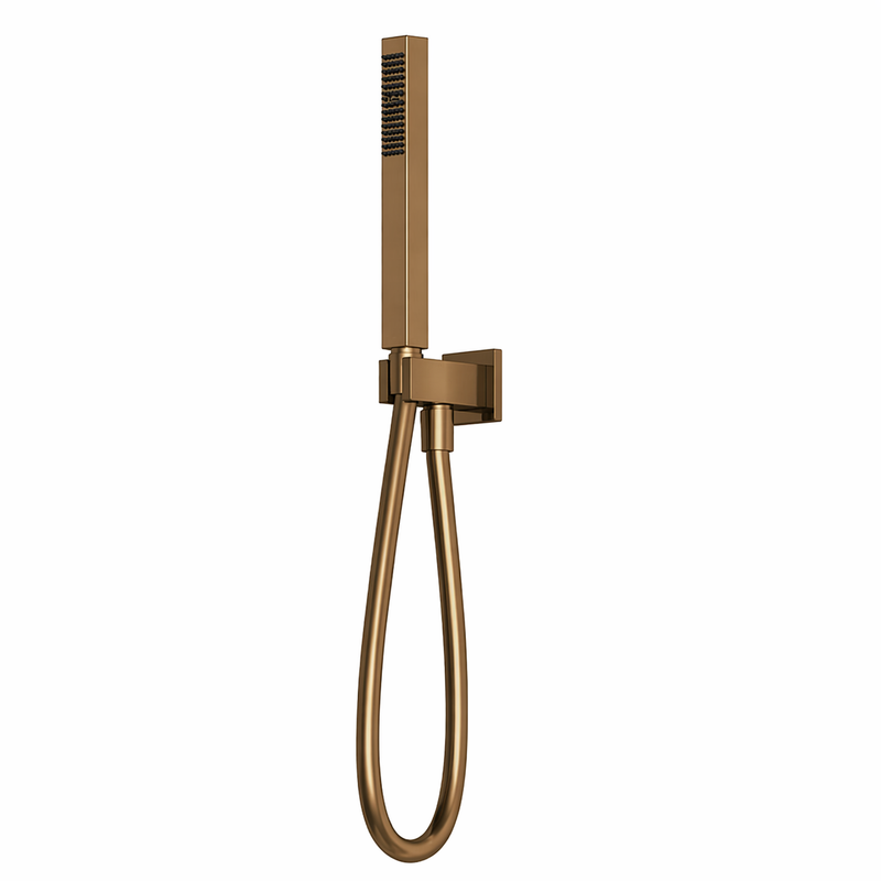 Set doccia incasso quadro in acciaio inox 316L con doccetta e flessibile - Bronzo