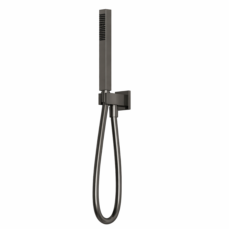 Set doccia incasso quadro in acciaio inox 316L con doccetta e flessibile - Gun metal