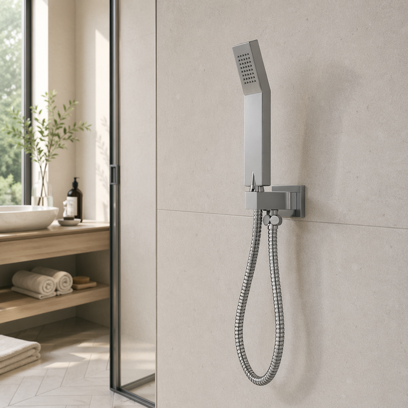 Set doccia incasso Squer rettangolare ABS cromo lucido con flessibile 150 cm