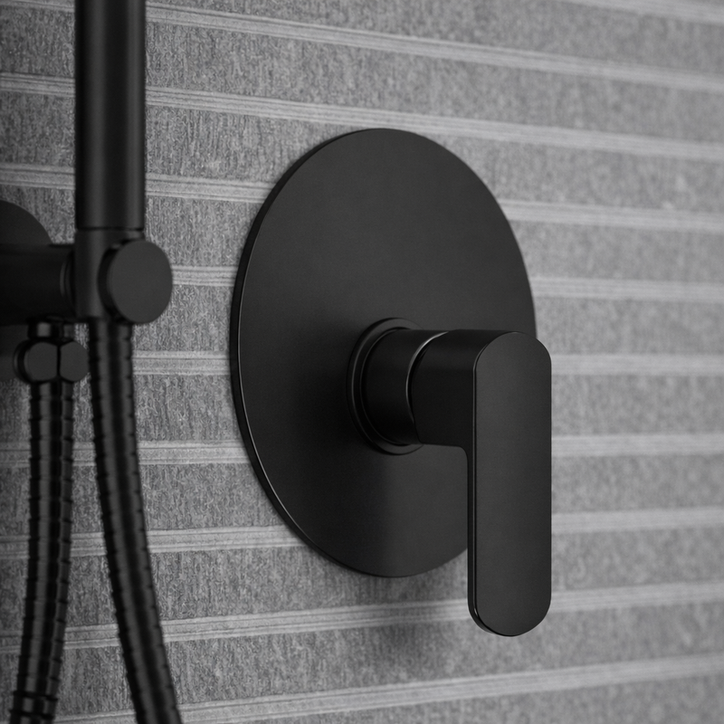 Mezclador monomando empotrado para ducha RubiFlux serie Dema - Negro mate