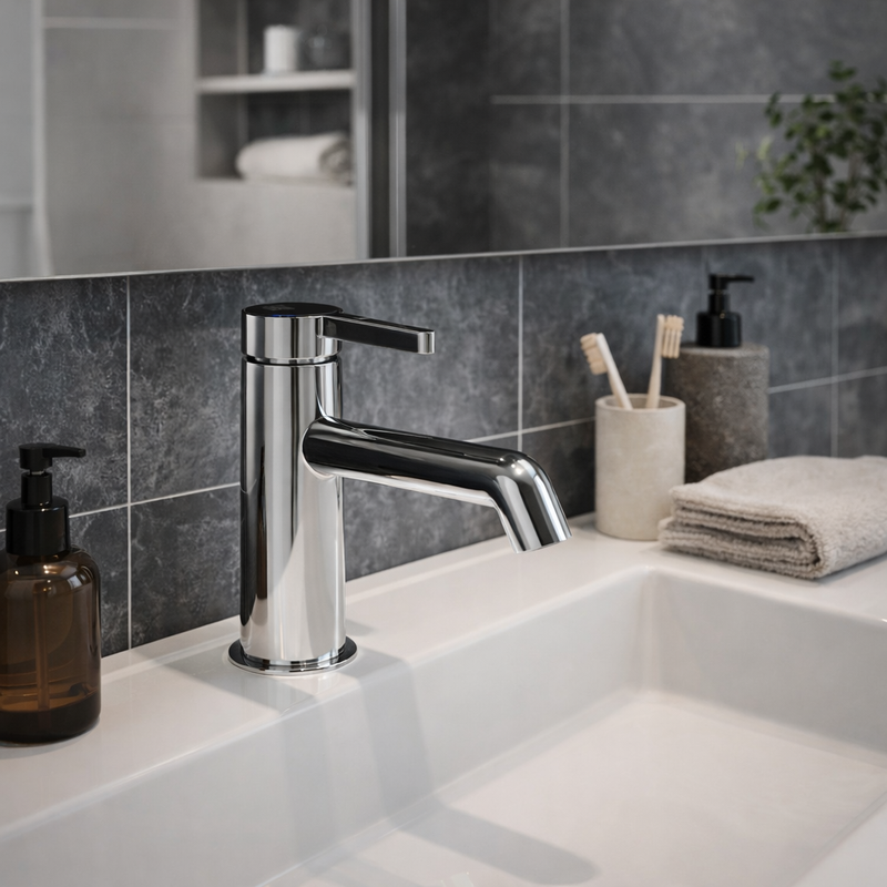 Mezclador para lavabo RubiFlux serie Tundra - Negro Mate