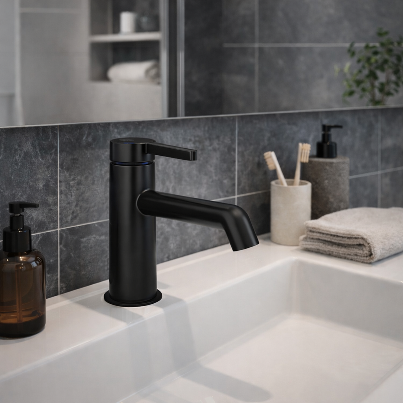 Mezclador para lavabo RubiFlux serie Tundra - Negro Mate