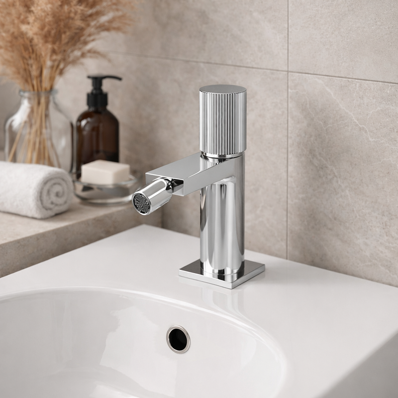 Miscelatore bidet RubiFlux Sculpt con leva rigata - Cromo