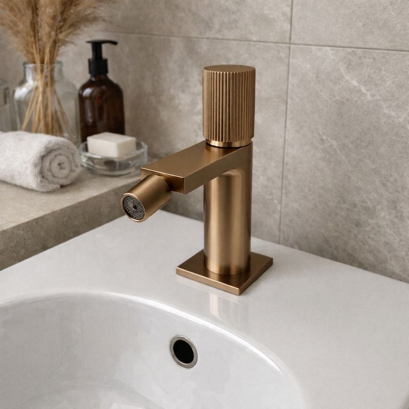 Miscelatore bidet RubiFlux Sculpt con leva rigata - Bronzo