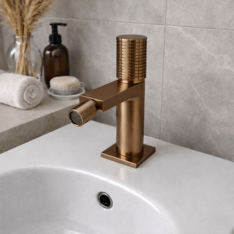 Miscelatore bidet RubiFlux Sculpt con leva incisa - Bronzo