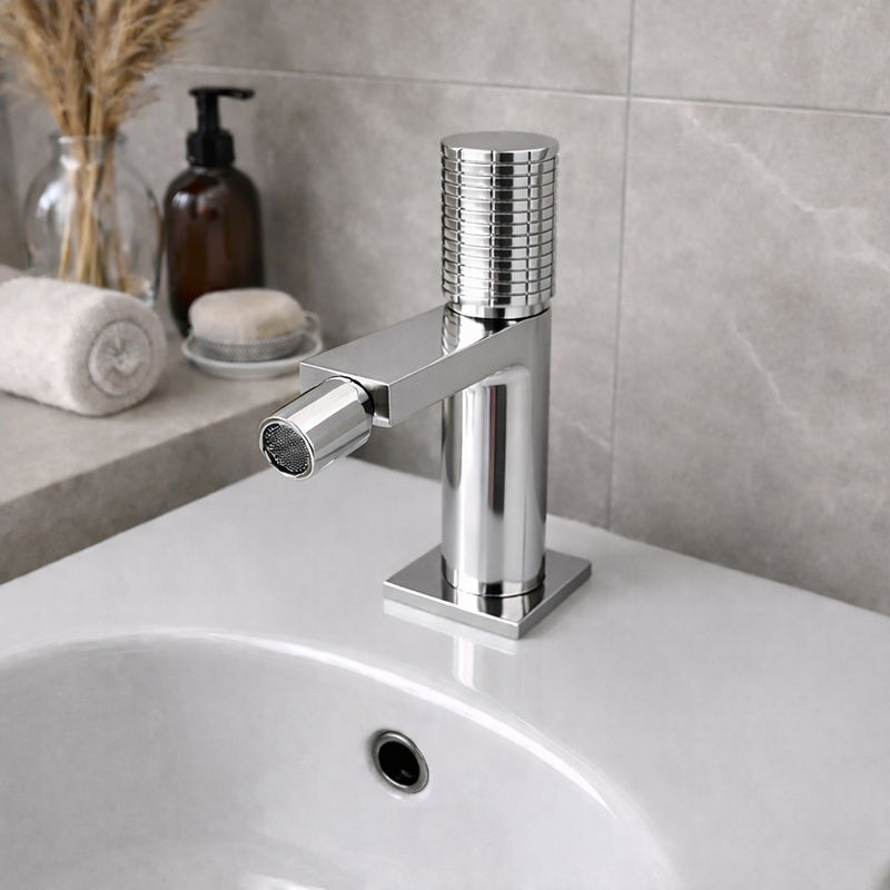 Miscelatore bidet RubiFlux Sculpt con leva incisa - Cromo