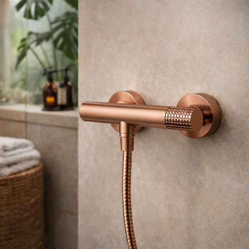 Miscelatore doccia esterno RubiFlux Sculpt con leva incisa - Bronzo