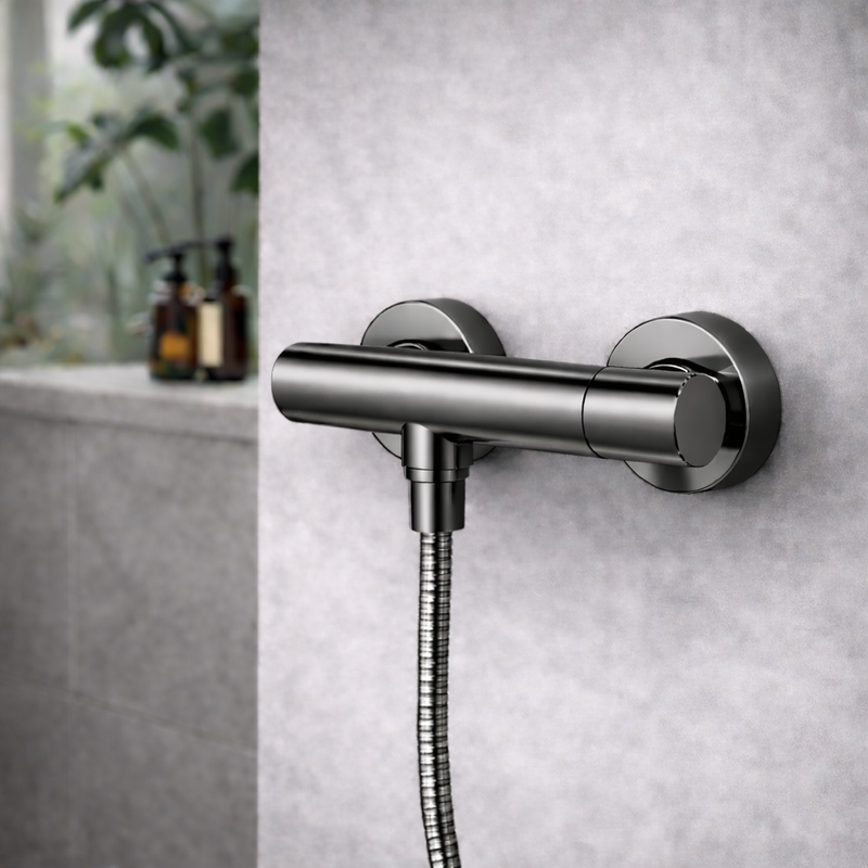 Miscelatore doccia esterno RubiFlux Sculpt con leva liscia - Gun Metal