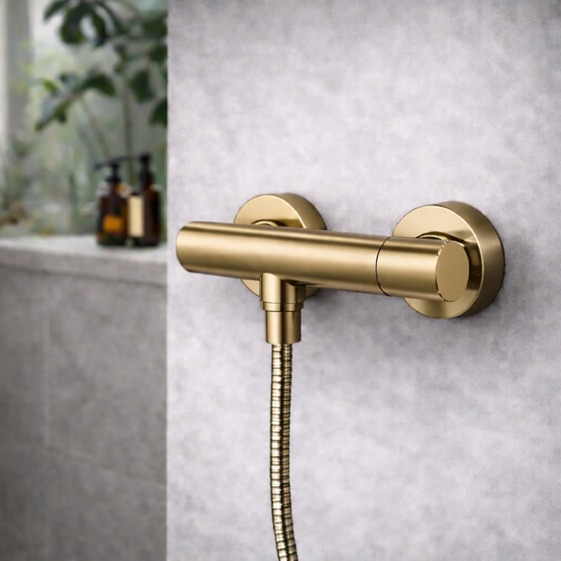 Miscelatore doccia esterno RubiFlux Sculpt con leva liscia - Oro Etrusco
