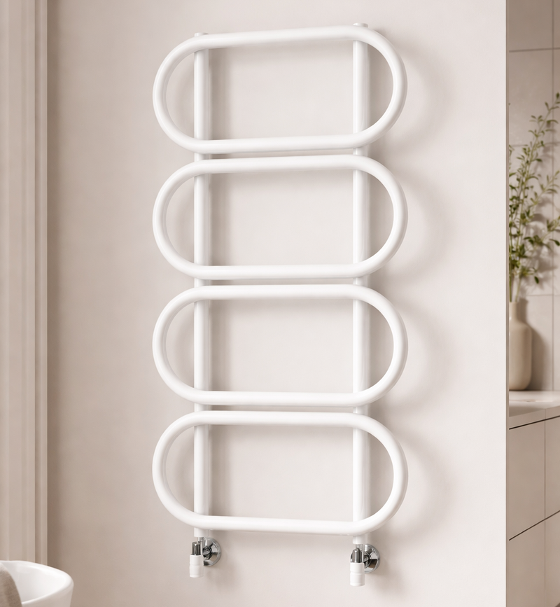 Termoarredo di design Chain Round in acciaio Scirocco H - Bianco lucido