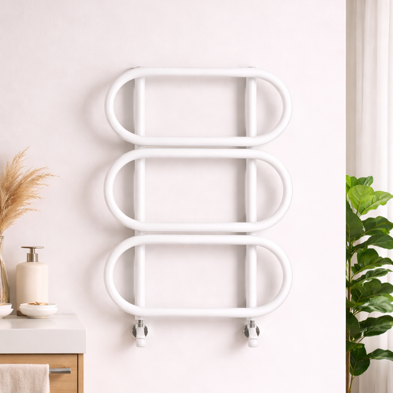 Termoarredo di design Chain Round in acciaio Scirocco H - Bianco lucido