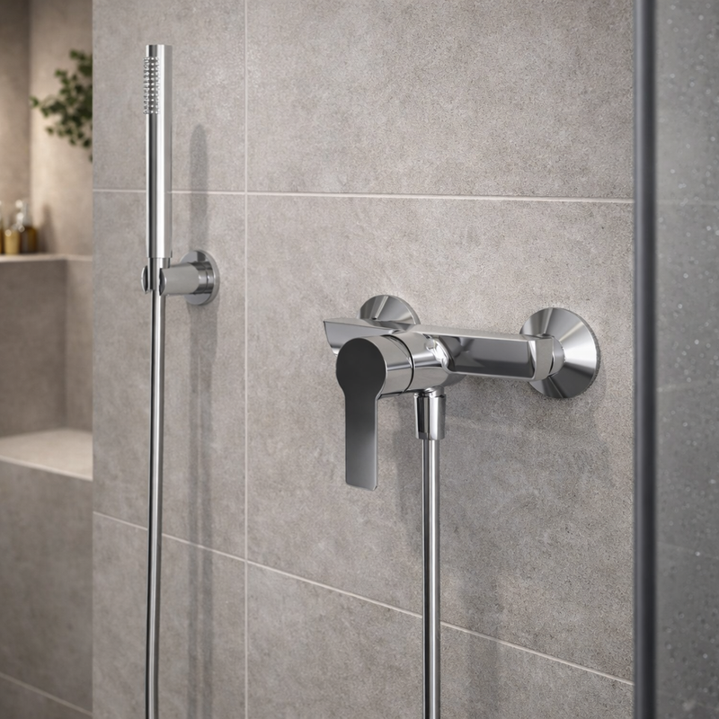 Mezclador monomando externo para ducha RubiFlux serie Zea - Cromo