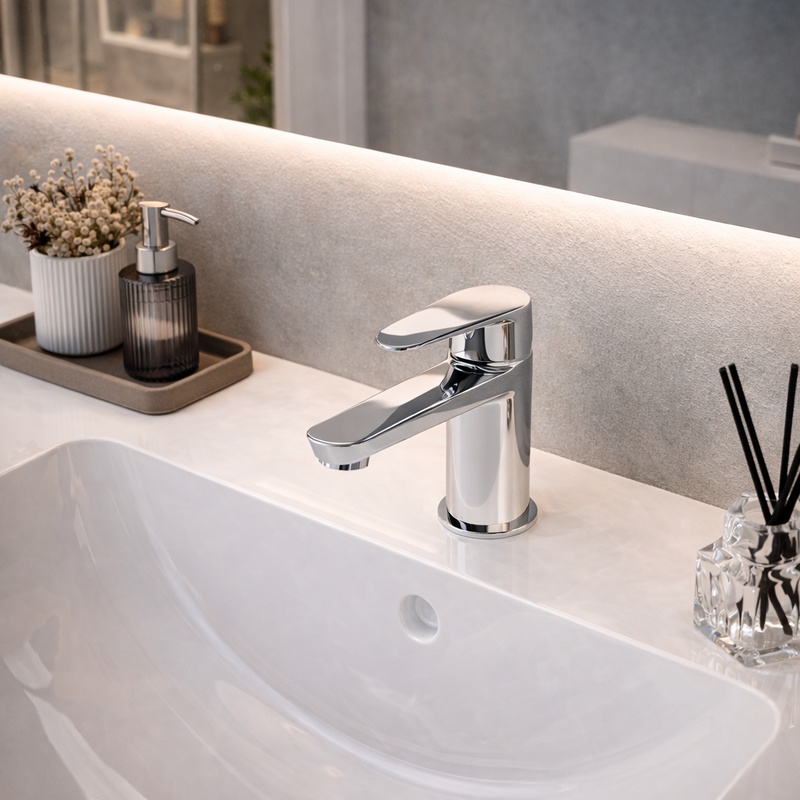 Miscelatore monocomando lavabo RubiFlux serie Ampra - Cromo