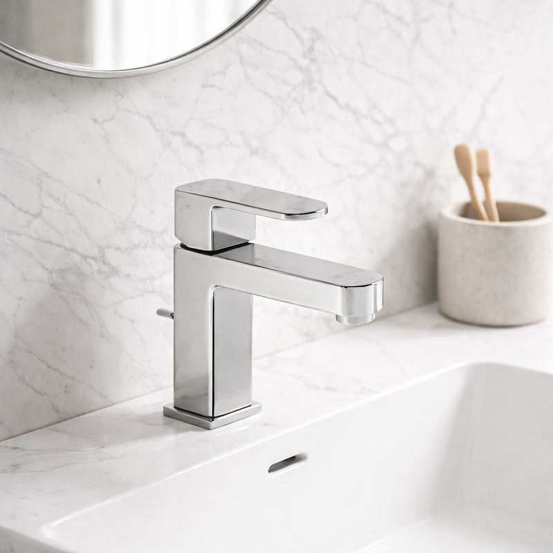 Miscelatore monocomando lavabo RubiFlux serie Dema con scarico - Cromo