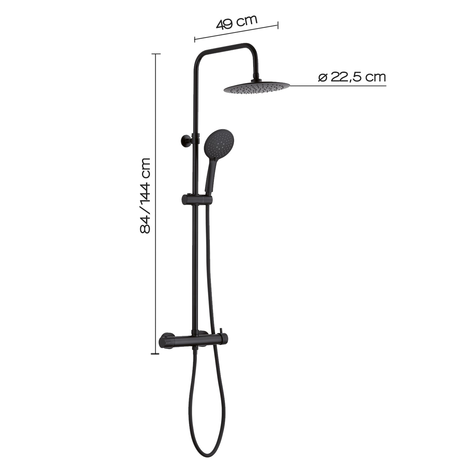 Colonna doccia con miscelatore manuale e soffione 1 getto modello Star Plus 01 di Gedy - Nero Matt by CeramicStore | Lo specialista del tuo bagno