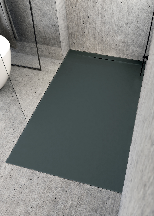 Piatto doccia Lithos 70x100 colore Antracite effetto pietra con scarico laterale nascosto