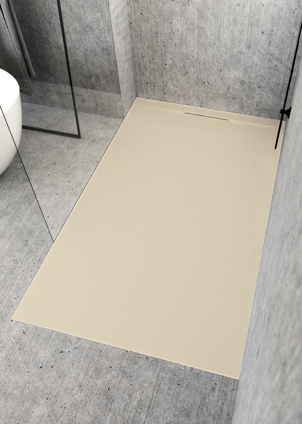 Piatto doccia Lithos 80x180 colore Crema effetto pietra con scarico laterale nascosto