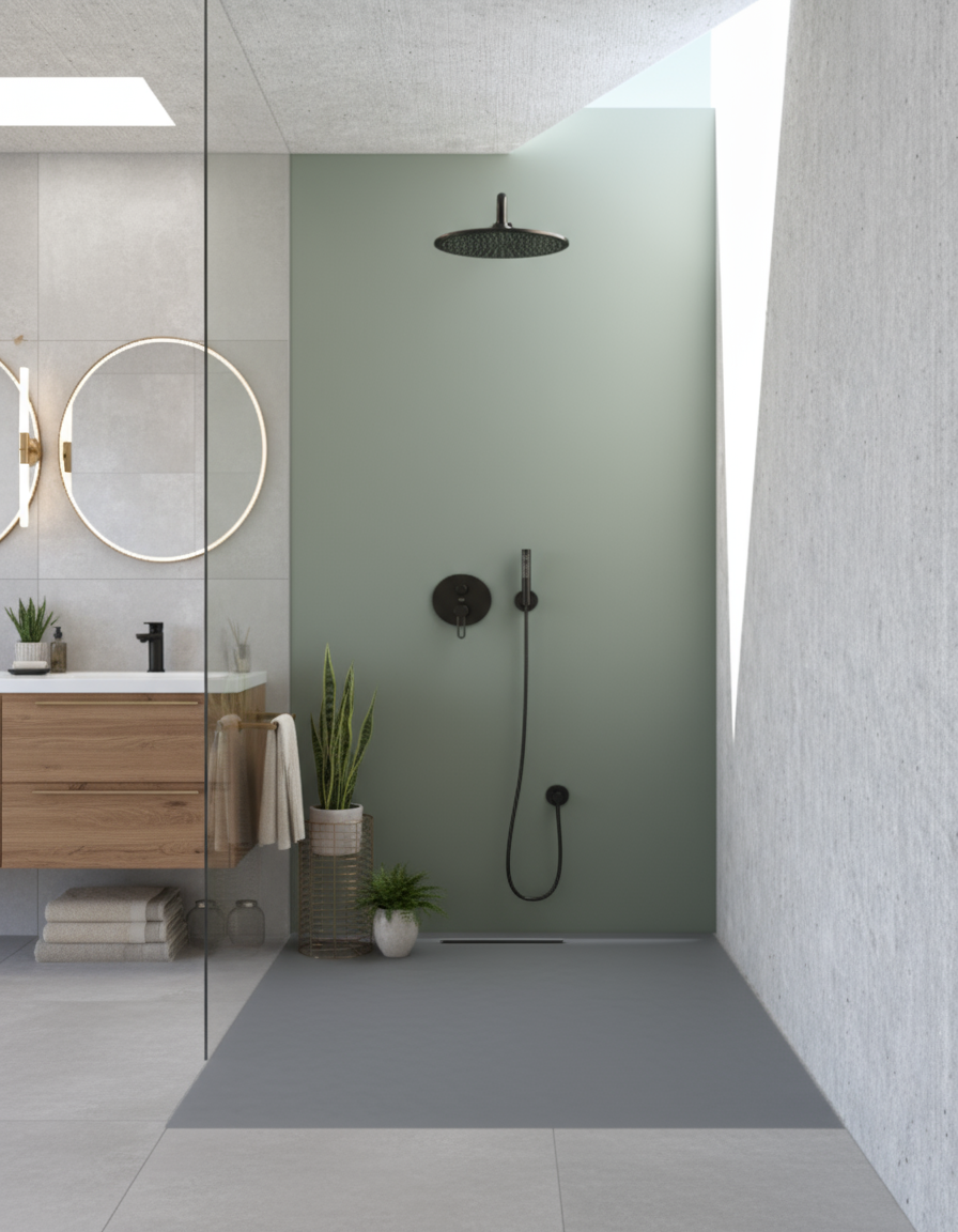 Piatto doccia Lithos 100x100 colore Grigio effetto pietra con scarico laterale nascosto