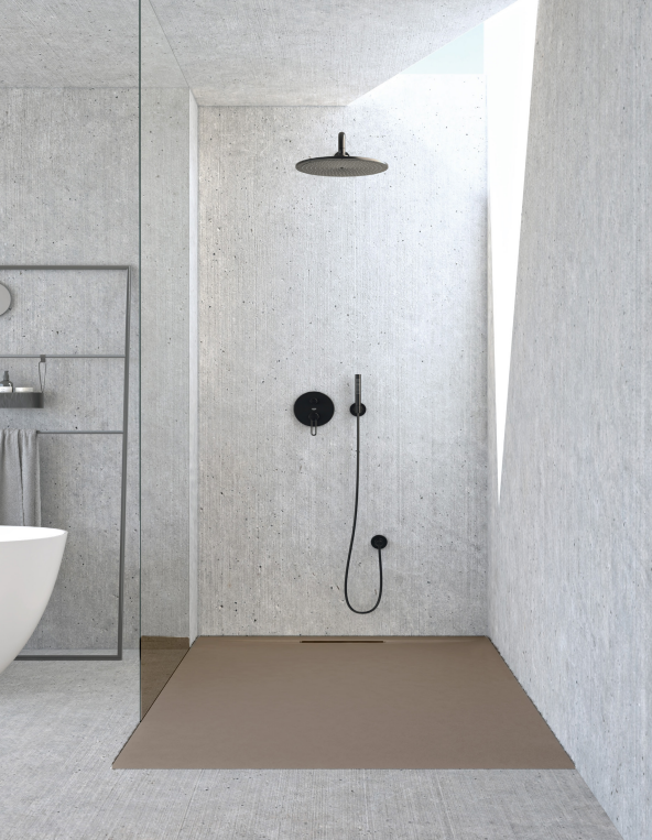 Piatto doccia Lithos 70x100 colore Tortora effetto pietra con scarico laterale nascosto