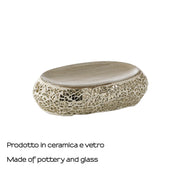 Portasapone in ceramica e vetro Gedy serie Myosotis - Crema/Oro