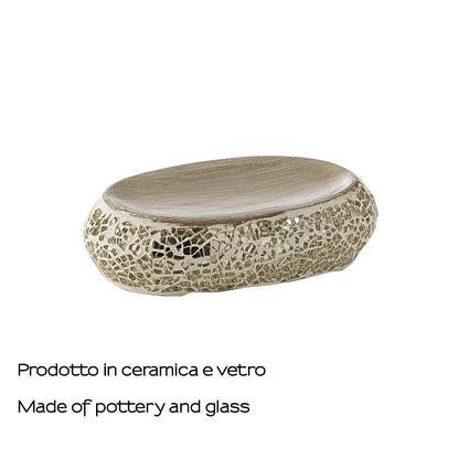 Portasapone in ceramica e vetro Gedy serie Myosotis - Crema/Oro