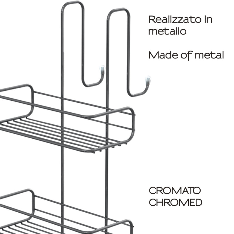 Portaoggetti doccia rettangolare a 3 piani Gedy modello Tito - Cromato by CeramicStore | Lo specialista del tuo bagno