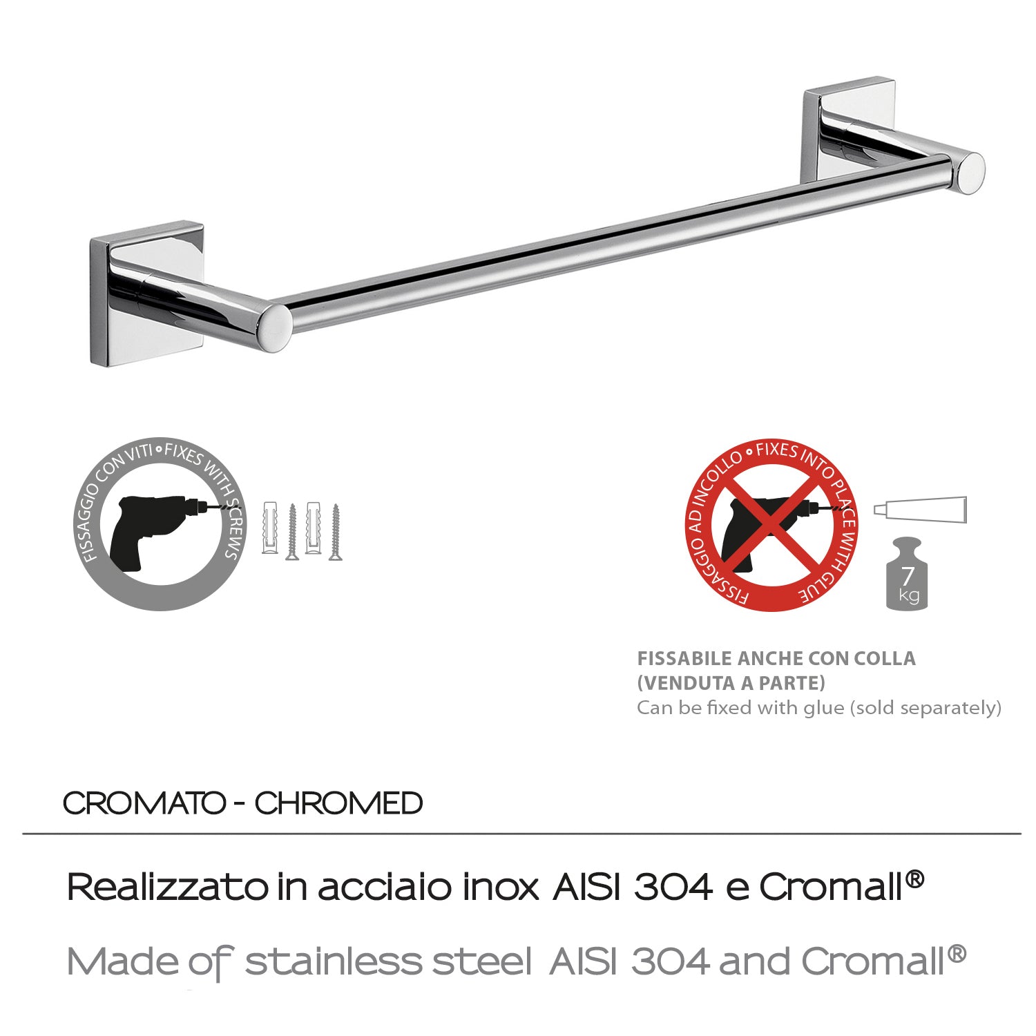 Portasalviette a muro 45 cm Fuji di Gedy - Cromato by CeramicStore | Lo specialista del tuo bagno