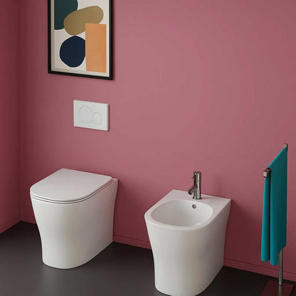 Wall-hung sanitary ware with soft close toilet seat BathCore Eira series L 36 x D 53 cm Glossy white