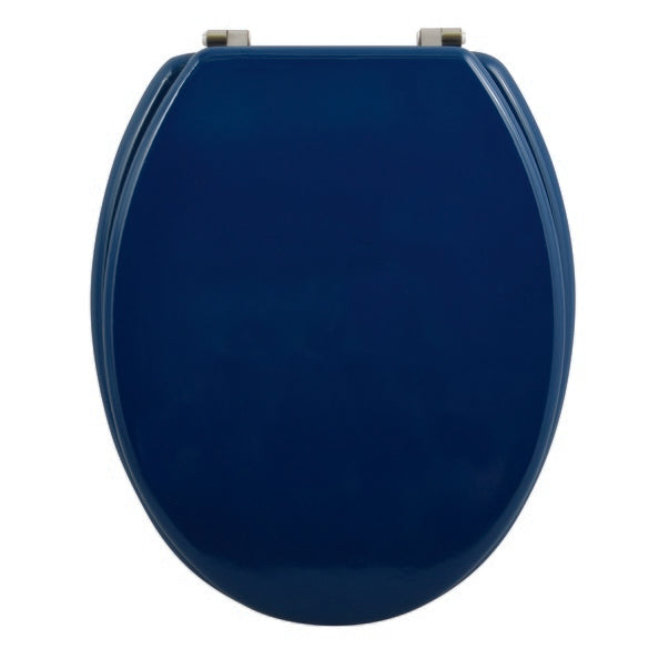 Sedile WC universale modello KLAK realizzato in MDF Blu scuro e Cerniere in acciaio inox