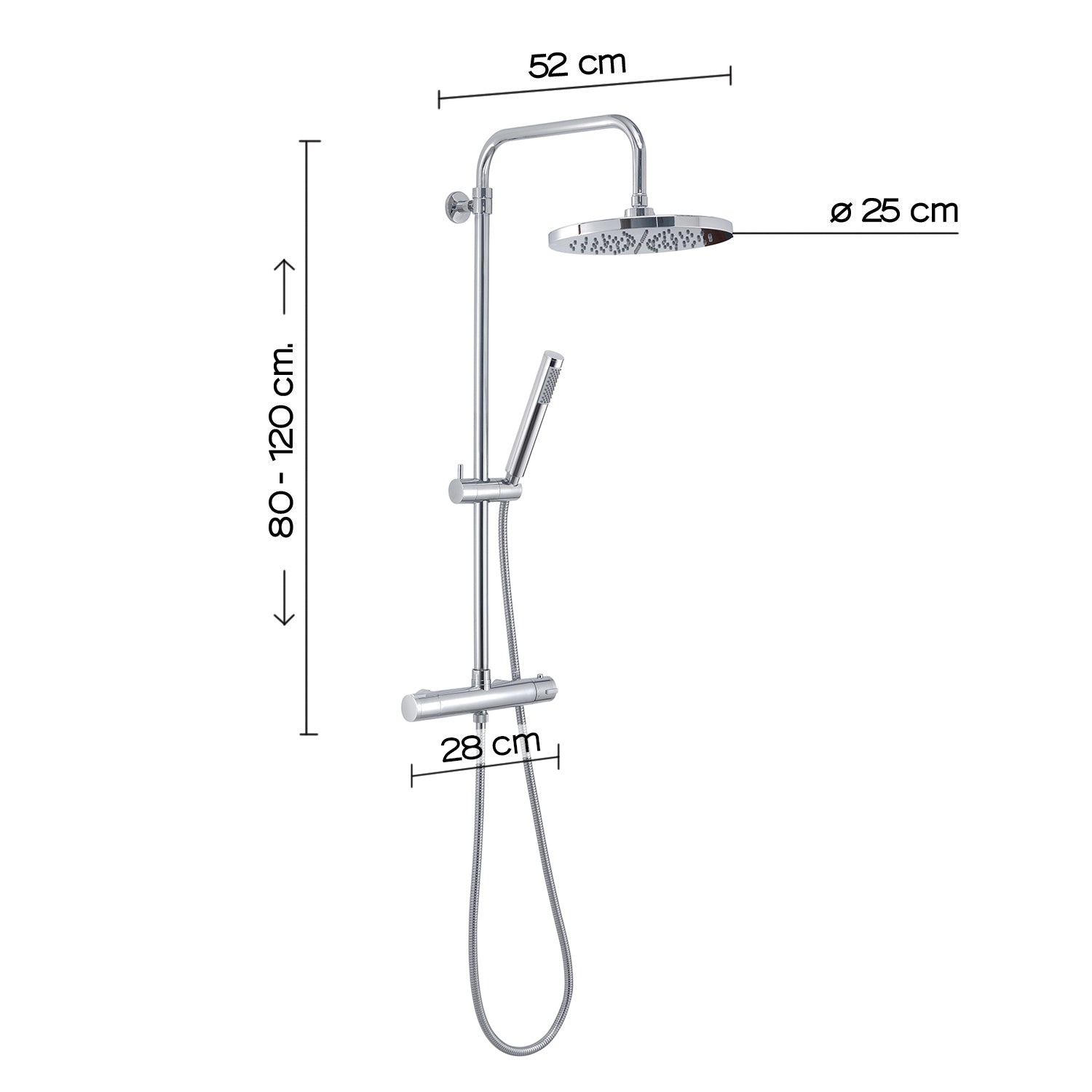 Colonna doccia termostatica con soffione tondo e doccetta 1 getto modello Star Mix 00 di Gedy - Cromato by CeramicStore | Lo specialista del tuo bagno