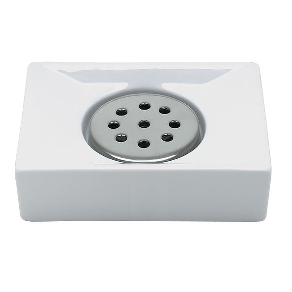 Portasapone in porcellana modello Quadro - Bianco