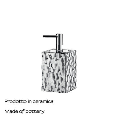Dispenser sapone in ceramica con erogatore cromato Gedy modello New Martina - Argento