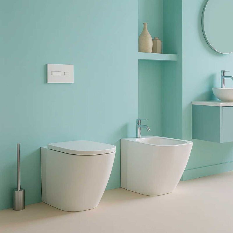 Sanitari senza brida filo parete Domus Falerii F50 Special Wc, bidet e sedile soft close