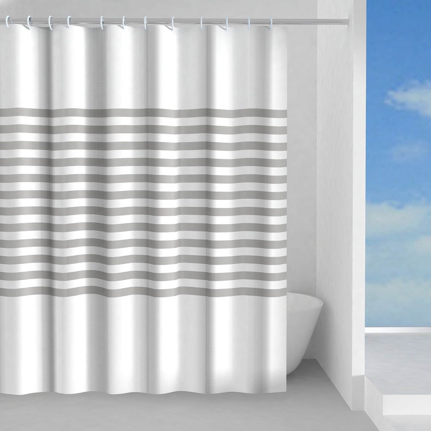Tenda doccia in tessuto 120x200 cm modello Parallele di Gedy - Grigio by CeramicStore | Lo specialista del tuo bagno