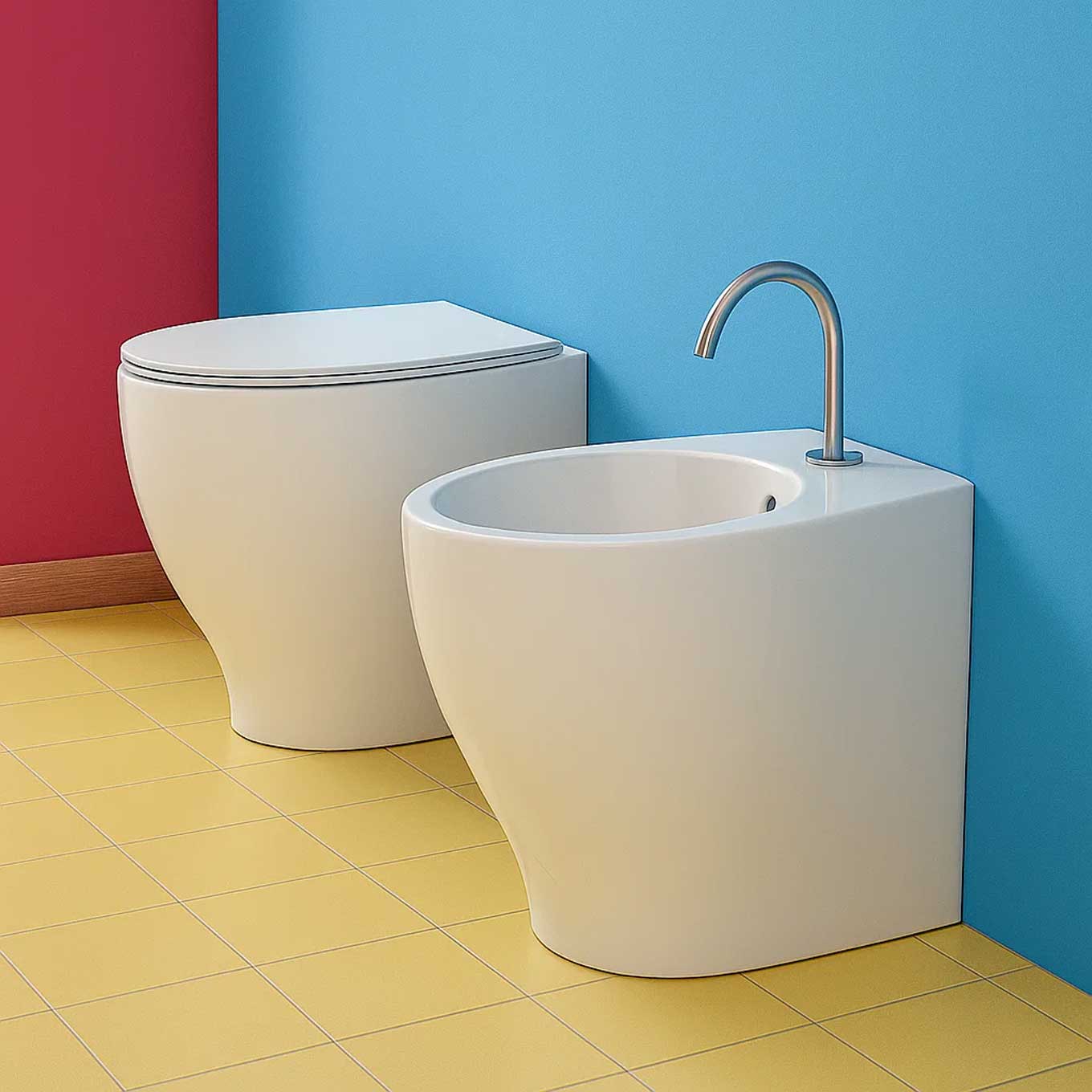 Sanitaires encastrés modernes Domus Falerii modèle Mascalzone avec siège fermeture traditionnelle Slim