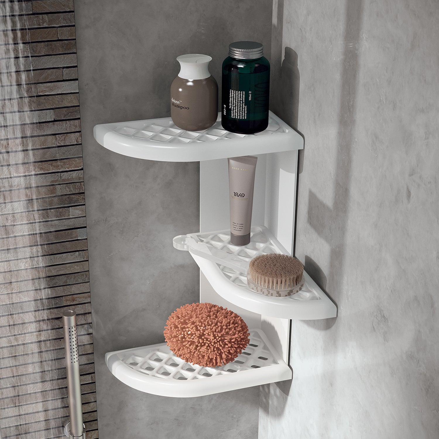 Portaoggetti doccia angolare modello Oscar di Gedy - Bianco by CeramicStore | Lo specialista del tuo bagno
