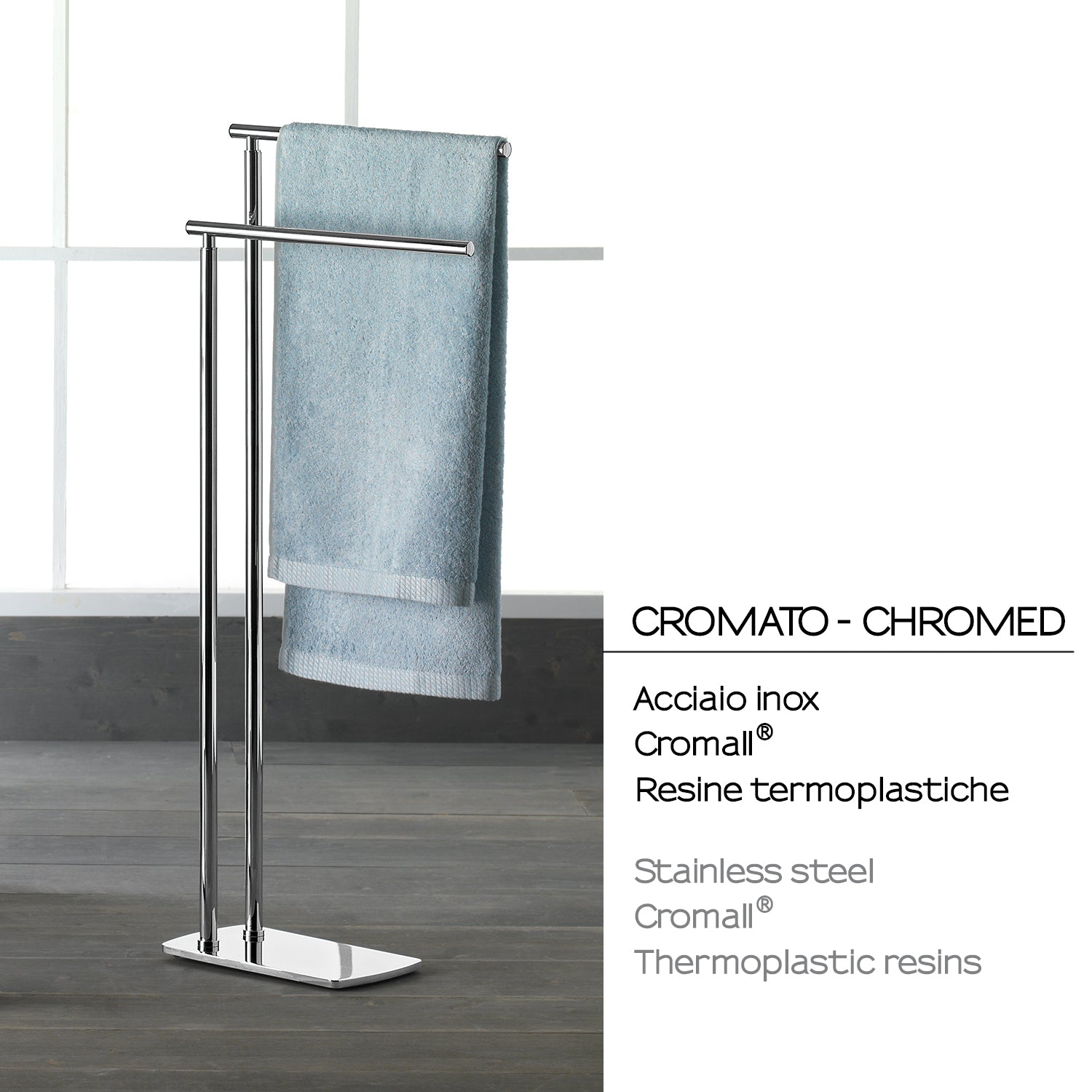 Piantana porta asciugamani in Acciaio Inox modello Florida di Gedy - Cromato