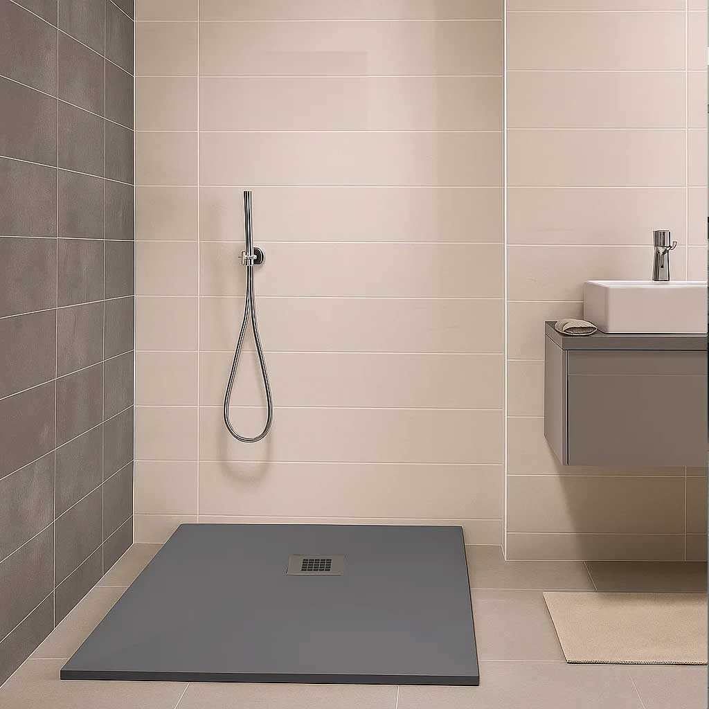 Piatto doccia qualità Premium Elite Evo 100x140 in mineralmarmo colore Grigio superficie Antibatterica