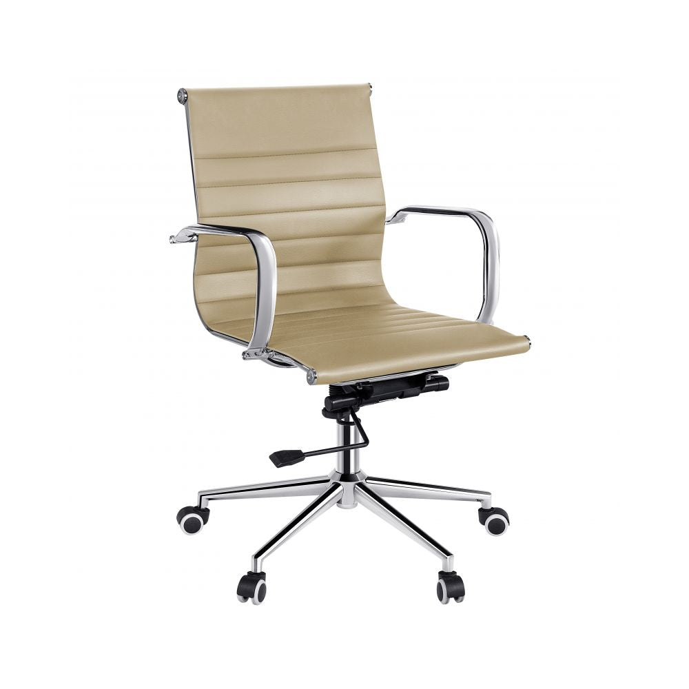 Poltrona direzionale modello HW61982BE rivestita in PU con braccioli in metallo - Beige by CeramicStore | Lo specialista del tuo bagno