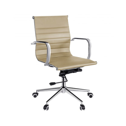 Poltrona direzionale modello HW61982BE rivestita in PU con braccioli in metallo - Beige by CeramicStore | Lo specialista del tuo bagno
